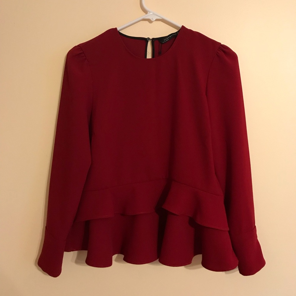 Zara Long-Sleeve Ruffle Shirt